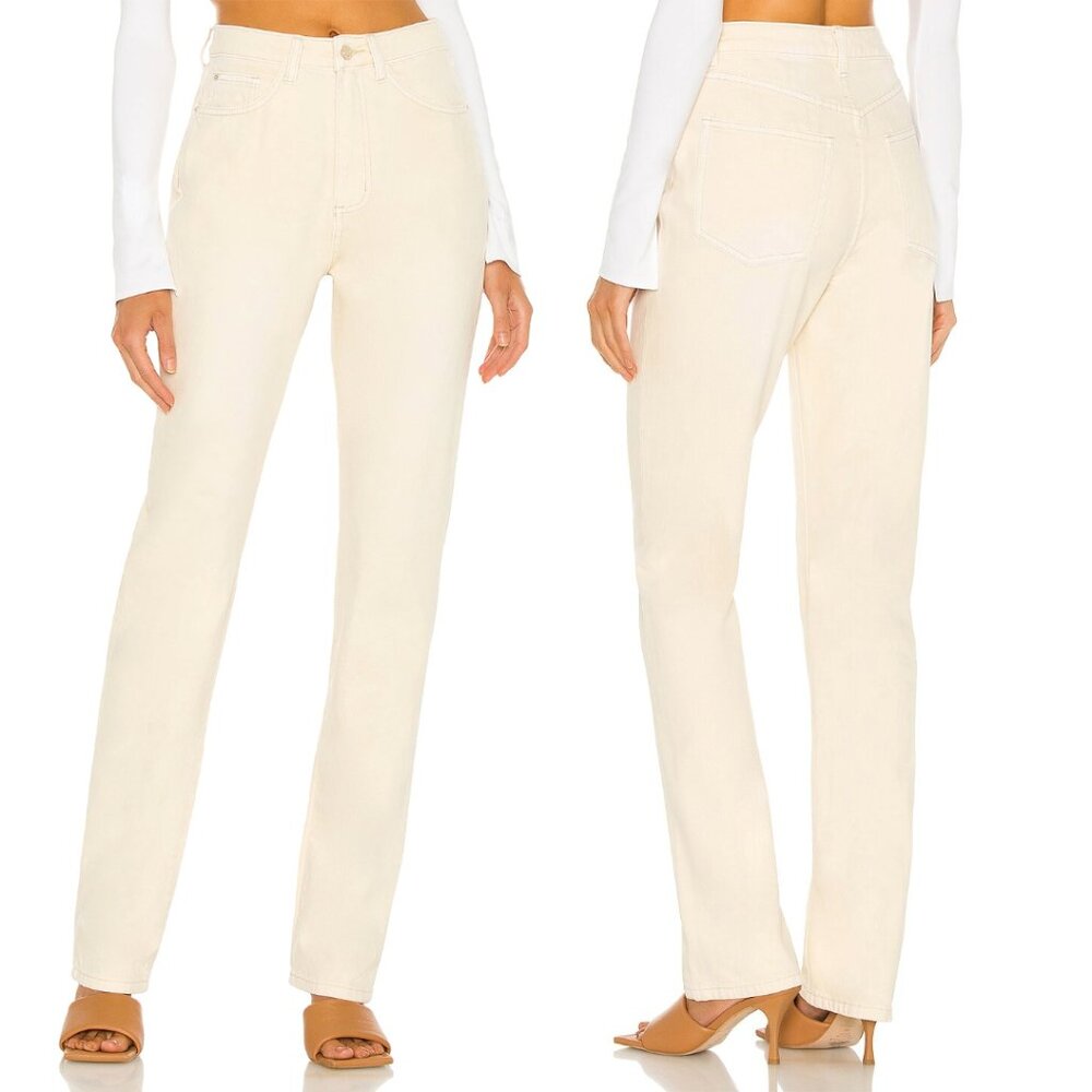 NWT WeWoreWhat Icon Straight Leg Jean Ivory Minimalist Capsule Wardrobe